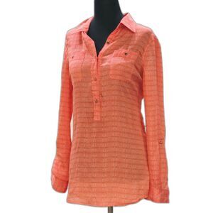 Liz Claiborne Sassy Coral Geometric Tunic Blouse Small